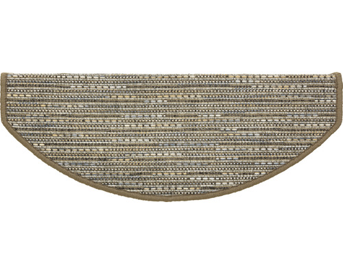 Halbrunde Stufenmatte mit meliertem Muster und brauner Umrandung