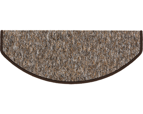 Stufenmatte Camp halbrund braun 23,5x65x4,5 cm Halbmondförmige Treppenstufe aus Teppich
