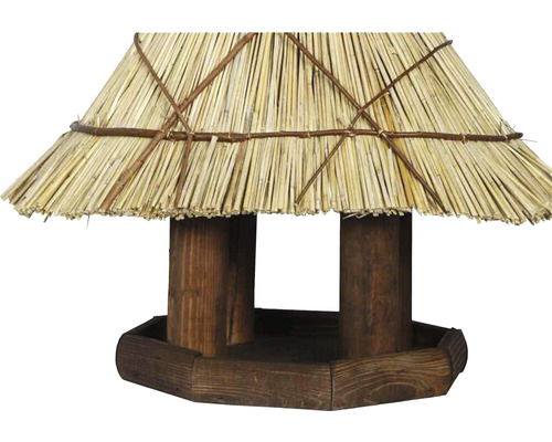 Vogelhaus aus Holz mit Strohdach
