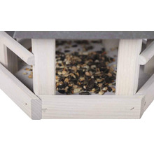 Vogelhaus mit Vogelfutter