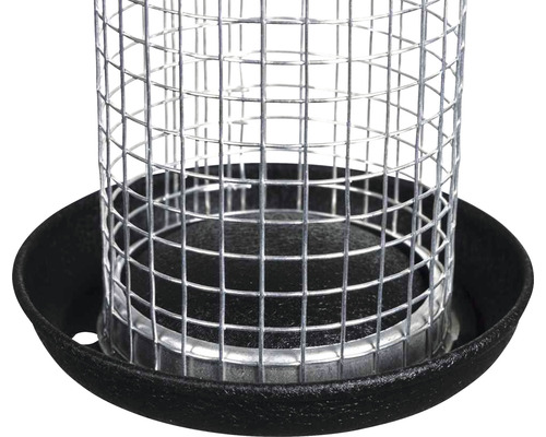 Vogelhaus mit Metallgitter und Auffangschale