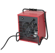 Roter Elektroheizer mit schwarzem Kabel und Griff