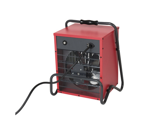 Roter Elektroheizer mit schwarzem Kabel und Griff