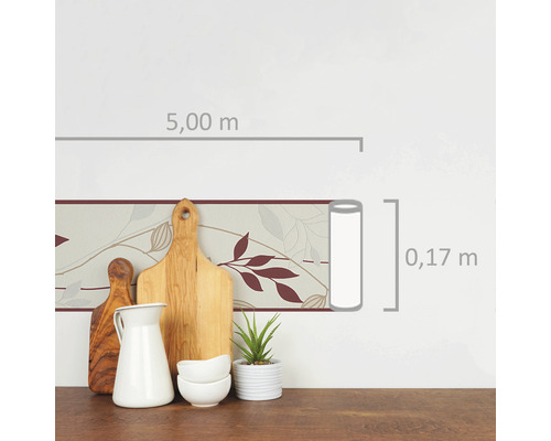 Bordüre mit Blätterdekor, Länge 5,00 m, Höhe 0,17 m