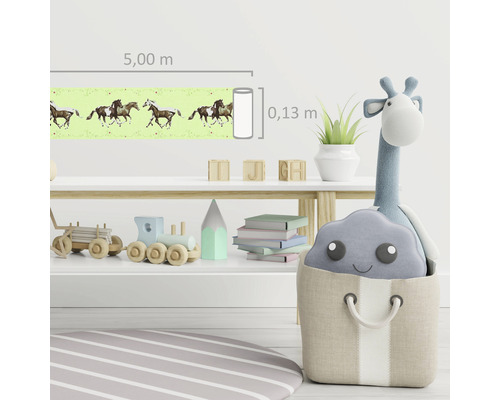 Kinderzimmer mit Bordüre Pferde, Länge 5 Meter und Höhe 0,13 Meter