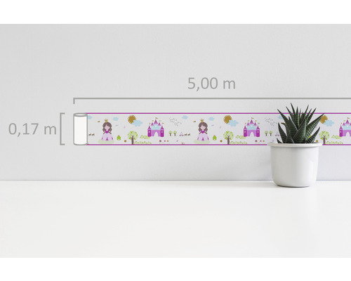 Bordüre mit Prinzessinnenmotiv, Länge 5 Meter, Höhe 0,17 Meter