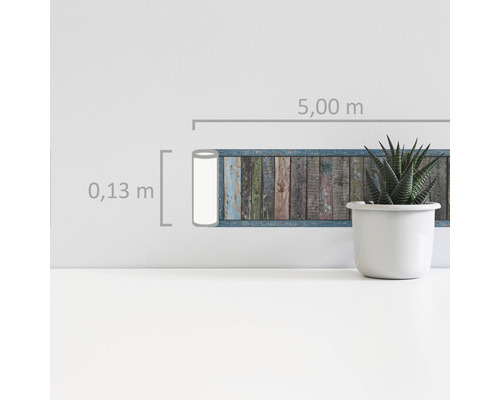 Tapetenbordüre mit Holzdekor, Länge 5 Meter, Höhe 0,13 Meter