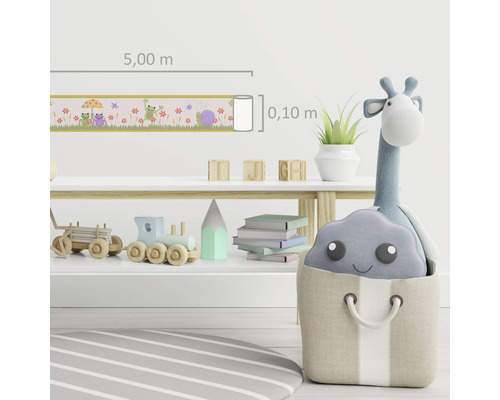 "Kinderzimmer mit Bordüre, die Frösche, Schnecken und Blumen zeigt