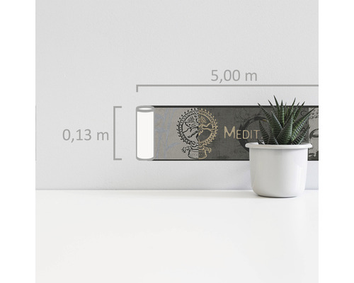 Bordüre mit Mustern und den Maßangaben 5,00 Meter mal 0,13 Meter