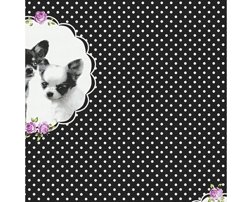 Dekorpapier mit Punktmuster und Hundeabbildung