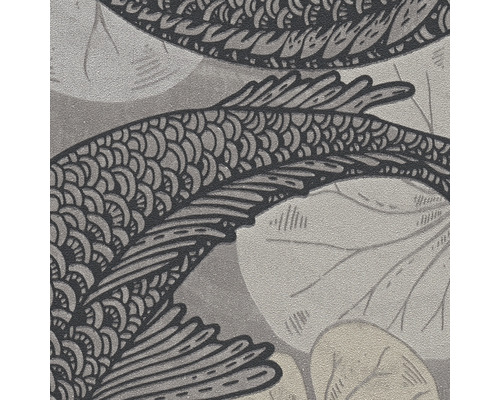 Detail einer Tapete mit Fisch- und Lotusblütenmuster