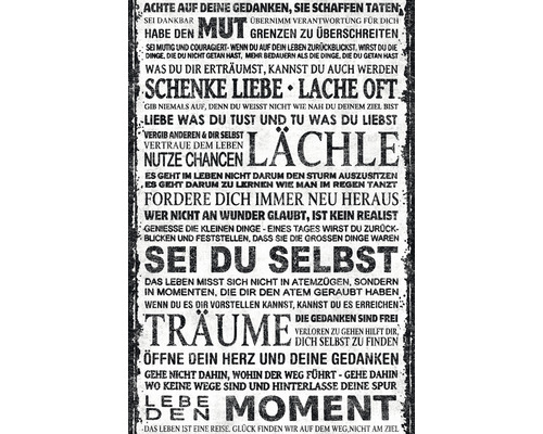 Dekoratives Poster mit motivierenden Zitaten in verschiedenen Schriftarten