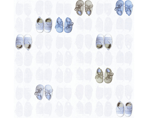 Vliestapete 35862-2 Little Stars Babyschuhe blau Tapete mit Babyschuhen