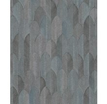 Tapete mit Federdesign in Grau und Blau