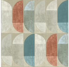 Vliestapete 37531-1 Geo Nordic Grafik blau rot