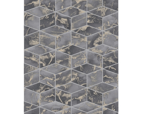 Tapete mit Würfelmuster und Marmoroptik