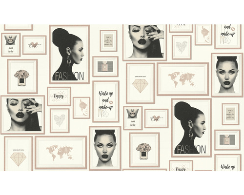 Tapete mit Mode- und Beauty-Motiven in Bilderrahmenoptik