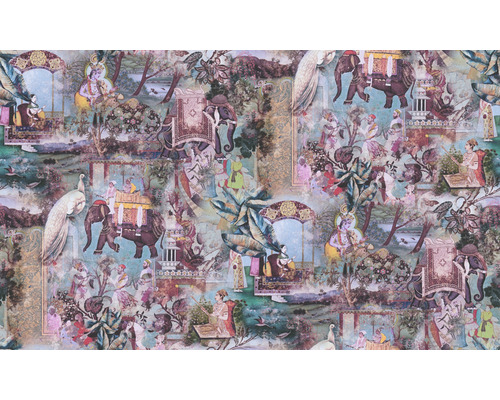 Dekorativer Wandbelag mit orientalischen Motiven und Elefanten
