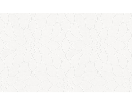 Weiße Relief Tapete mit Blumenmuster