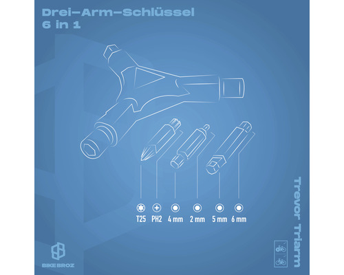 Drei-Arm-Schlüssel 6 in 1 Werkzeug für Fahrräder