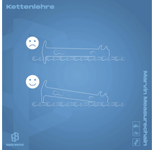 Illustration einer Kettenlehre zur Messung der Fahrradkettenlängung