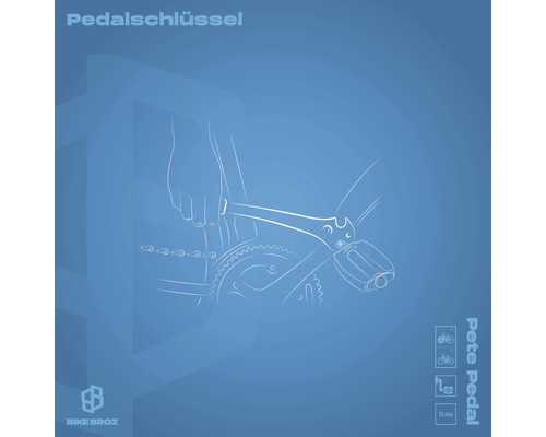 Illustration eines Fahrradpedalschlüssels im Einsatz
