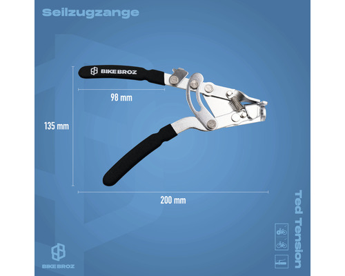Bike Broz Seilzugzange mit Maßangaben