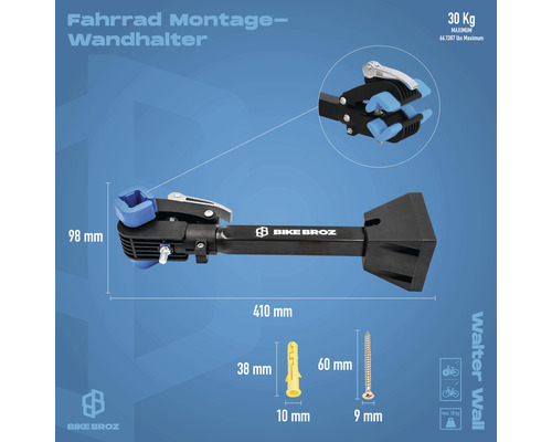Fahrrad Montage Wandhalterung mit Schraube und Dübel, maximale Belastung 30 Kilogramm