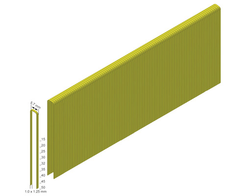 Streifennägel mit den Maßen 5,7 mm x 1,0 mm x 1,25 mm.