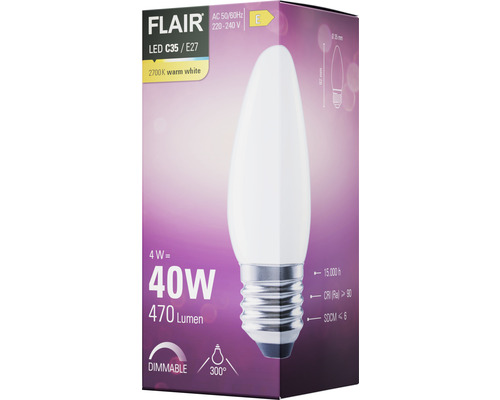 Flair LED Leuchtmittel C35 E27 warmweiß, dimmbar