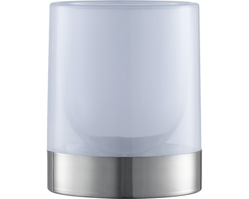 Tischleuchte mit Metallsockel und zylindrischem Lampenschirm