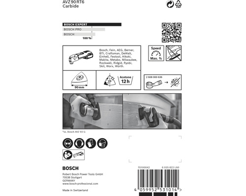 Bosch AVZ 90 RT6 Carbide Expert Multitool Zubehör Verpackungsrückseite