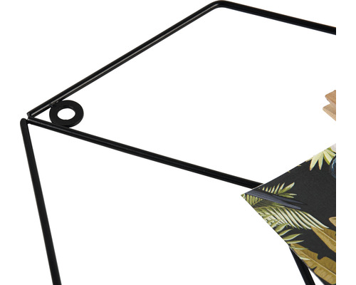 Detailaufnahme eines schwarzen, metallenen Pflanzenhockers