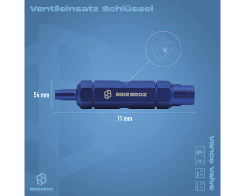 Ventileinsatz Schlüssel mit den Maßen 54 mm mal 11 mm