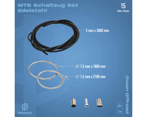 MTB Schaltzug Set aus Edelstahl mit 15 Teilen