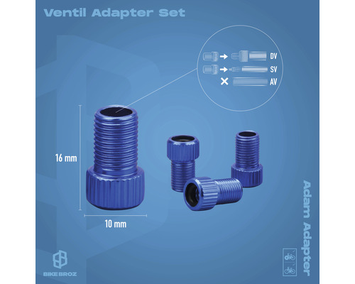 16 in 1 mit Split Box SV/AV/DV Fahrradventil-Adapter-Set, Fahrrad
