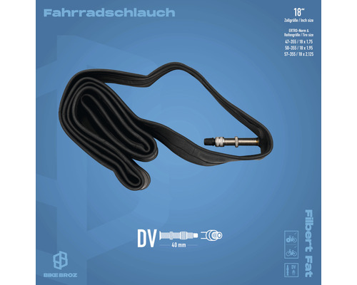 Fahrradschlauch, 18 Zoll, mit Dunlop Ventil