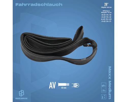 28 Zoll Fahrradschlauch mit Autoventil