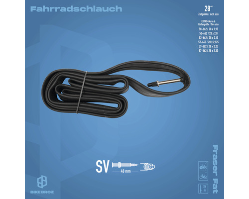 28 Zoll Fahrradschlauch mit SV Ventil