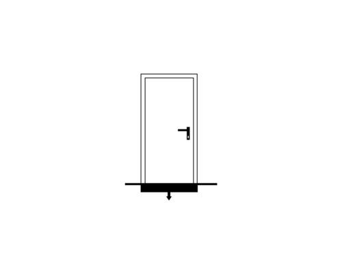 Illustration einer Tür mit Schallschutzdichtung und Absenkdichtung