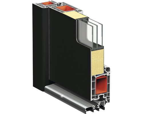 Querschnitt einer Haustür mit Rahmen, Füllung und Isolierung