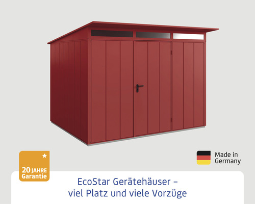 EcoStar Gerätehaus mit 20 Jahre Garantie und Herkunftszeichen Deutschland