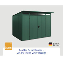 EcoStar Gerätehaus mit zwanzig Jahre Garantie und Made in Germany Siegel