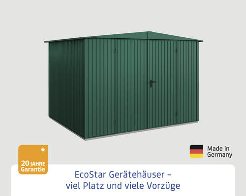 Metall Gerätehaus mit Doppeltür und Satteldach