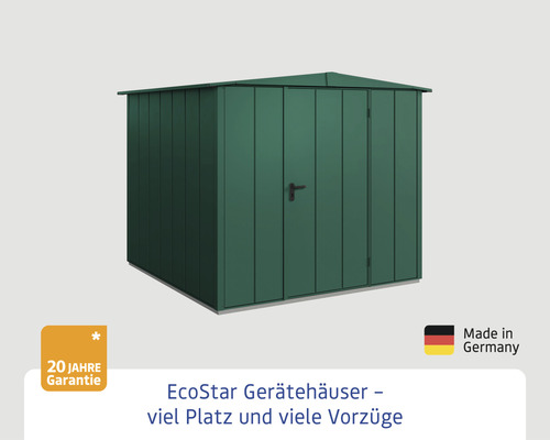 Metall Gerätehaus mit Tür und Satteldach