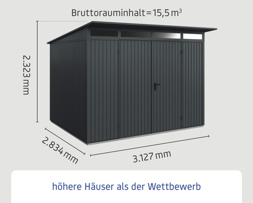 Abmessungen Gerätehaus mit Doppeltür