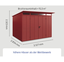 Metall Gerätehaus mit Abmessungen