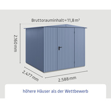 Gartenhaus Hörmann EcoStar Trend-S Typ 2 RAL5014 Einzeltür 238 x 238 cm blau-thumb-2