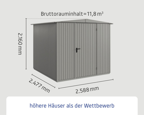Gartengerätehaus mit Größenangaben