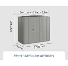 Gartenhaus Hörmann EcoStar Elegant-S Typ 1 RAL9007 Einzeltür 258,8 x 121,3 cm grau